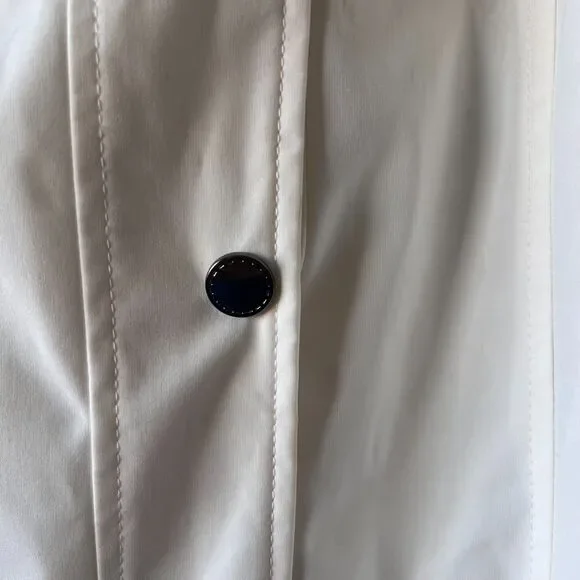 Coldwater Creek Women Ivory Hooded Long Vest Jacket Petite Large Water Repellent - Picture 4 of 13